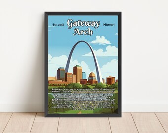 Gateway Arch Vintage Style Advertisement National Park Posters Missouri Travel Wall Art Digital Download Printable Artwork St Louis Poster