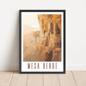 Mesa Verde National Park Poster Colorado Travel Wall Art Digital Download Printable Artwork Abstract Cliff Palace Soft Colors Landscape