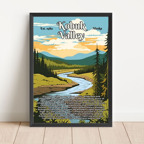 Kobuk Valley Vintage Style Advertisement National Park Posters Alaska Travel Wall Art Digital Download Printable Artwork River Ad Poster