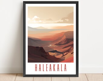Affiche du parc national d'Haleakala : art abstrait du cratère volcanique (téléchargement numérique)