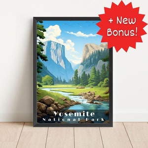 Yosemite Valley National Park Travel Poster: Living Room Art (Digital Download)