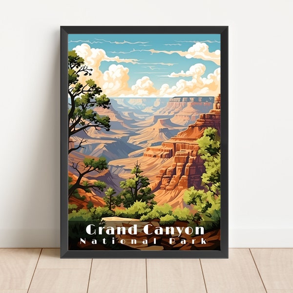 Grand Canyon National Park Poster Wall Art Travel Poster National Park Grand Canyon Print Living Room Art Digital Download Arizona Poster