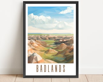 Badlands National Park Poster South Dakota Travel Wall Art Digital Download Printable Artwork Abstract Desert Badland Landscape Scenery