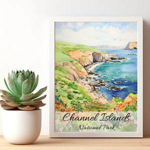 Channel Islands Watercolor Painting National Park Poster Travel Watercolor Channel Islands California Print Living Room Art Digital Download image 2