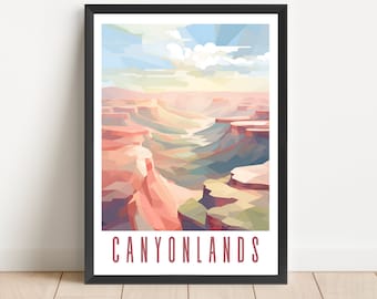 Canyonlands National Park Poster Utah Travel Wall Art Digital Download Printable Artwork Abstract Soft Colors Pastel Landscape Scenery Decor