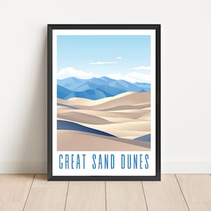 Great Sand Dunes National Park Poster Colorado Travel Wall Art Digital Download Printable Artwork Abstract Desert Mountains Landscape Decor
