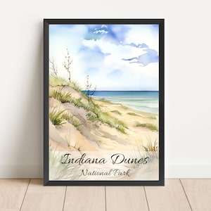 Indiana Dunes Watercolor Painting National Park Poster Travel Watercolor National Park Indiana Dunes Print Living Room Art Digital Download