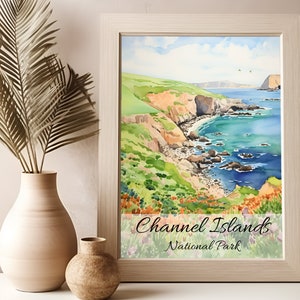 Channel Islands Watercolor Painting National Park Poster Travel Watercolor Channel Islands California Print Living Room Art Digital Download image 4