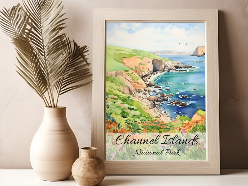 Channel Islands Watercolor Painting National Park Poster Travel Watercolor Channel Islands California Print Living Room Art Digital Download image 4