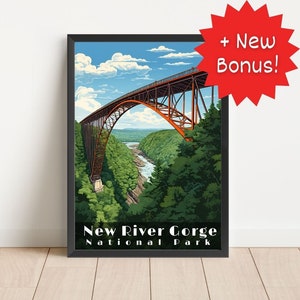 New River Gorge National Park Poster Wall Art Travel Poster National Park New River Gorge Print Living Room Art Digital Download Poster