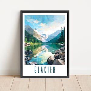 Glacier National Park Poster: Abstract Montana Landscape (Digital Download)