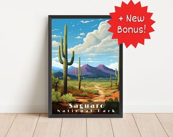 Poster Nationaal park Saguaro: Arizona Travel Art Print (digitale download)