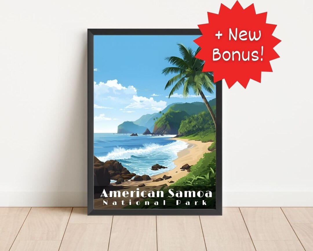 Simoa Poster.pdf American Samoa National Park Poster Wall Art Retro Travel Poster ...