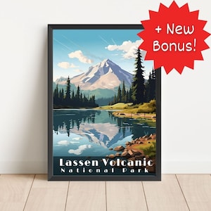 Lassen Volcanic National Park Poster Wall Art Travel Poster National Park Lassen Volcanic Print Living Room Art Digital Download Poster