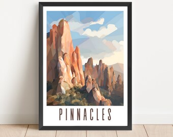 Poster Pinnacles National Park: abstracte landschapskunst Californië (digitale download)