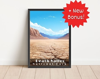 Death Valley National Park Travel Poster, Desert Landscape Art (Digital Download)