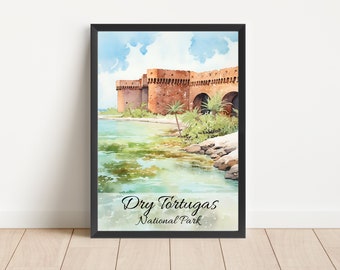 Dry Tortugas National Park Watercolor Art Print: Fort Jefferson (Digital Download)