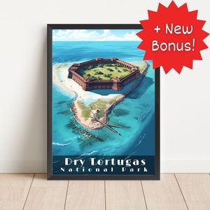 Dry Tortugas National Park Poster Wall Art Travel Poster National Park Dry Tortugas Florida Print Living Room Decor Art Digital Download
