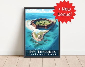 Dry Tortugas National Park Travel Poster: Fort Jefferson Print (Digital Download)