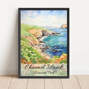 Channel Islands Watercolor Painting National Park Poster Travel Watercolor Channel Islands California Print Living Room Art Digital Download image 1