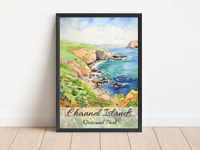 Channel Islands Watercolor Painting National Park Poster Travel Watercolor Channel Islands California Print Living Room Art Digital Download image 1