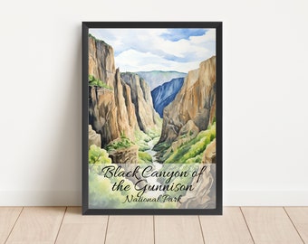 Black Canyon of the Gunnison aquarel schilderij National Park poster reisposter National Park Black Canyon digitale download Colorado
