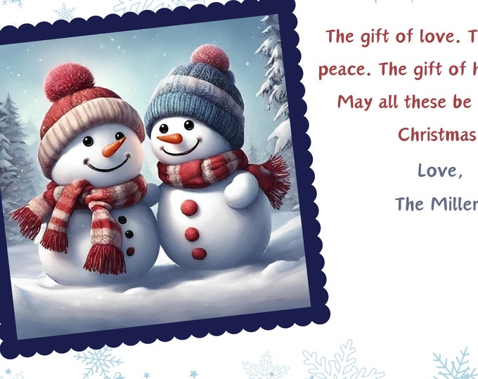 Charming  Snowmen Merry Christmas Card Landscape 7X5