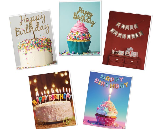 Birthday Greeting Cards 5-Pack | Happy Birthday Card Set