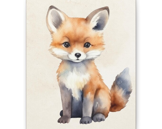 Watercolor Baby Fox Matte Canvas