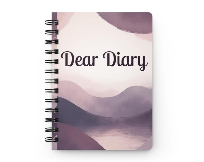 Dear Diary Spiral Journal | Purple Watercolor Landscape, Lined Notebook