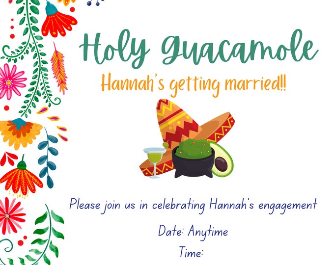 Holy Guacamole Bridal Shower Invitation Editable-Instant Download