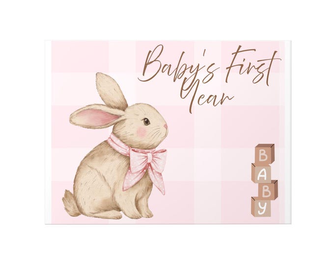 Baby's First Year Bunny Hardcover Photo Book | Pink Nursery Memory Album