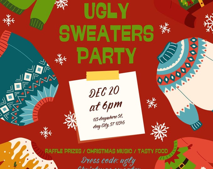 Ugly Christmas Sweater Party Invitation  Template