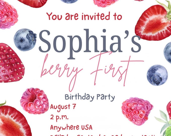Berry First Birthday Invitation