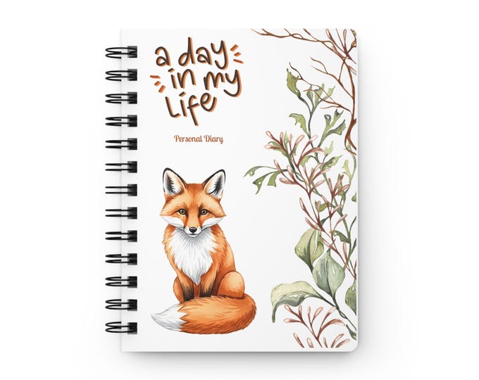 Fox Illustration Spiral Journal | 'A Day In My Life' Floral Notebook