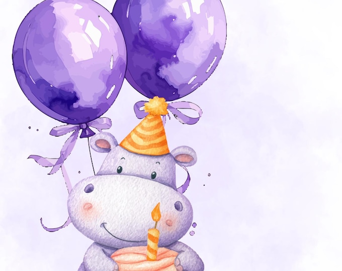 Hippo Birthday Party Invitation