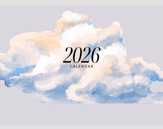 Printable 2026 Watercolor Wall Calendar