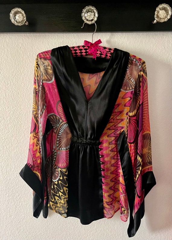 M MISSONI Vintage Y2K Kimono Style Sheer Top