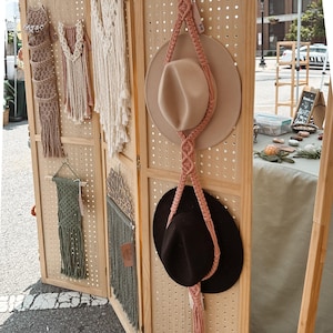 Macrame Hat Display | Fedora Hat Hanger | Boho Sunhat Wall Hanging