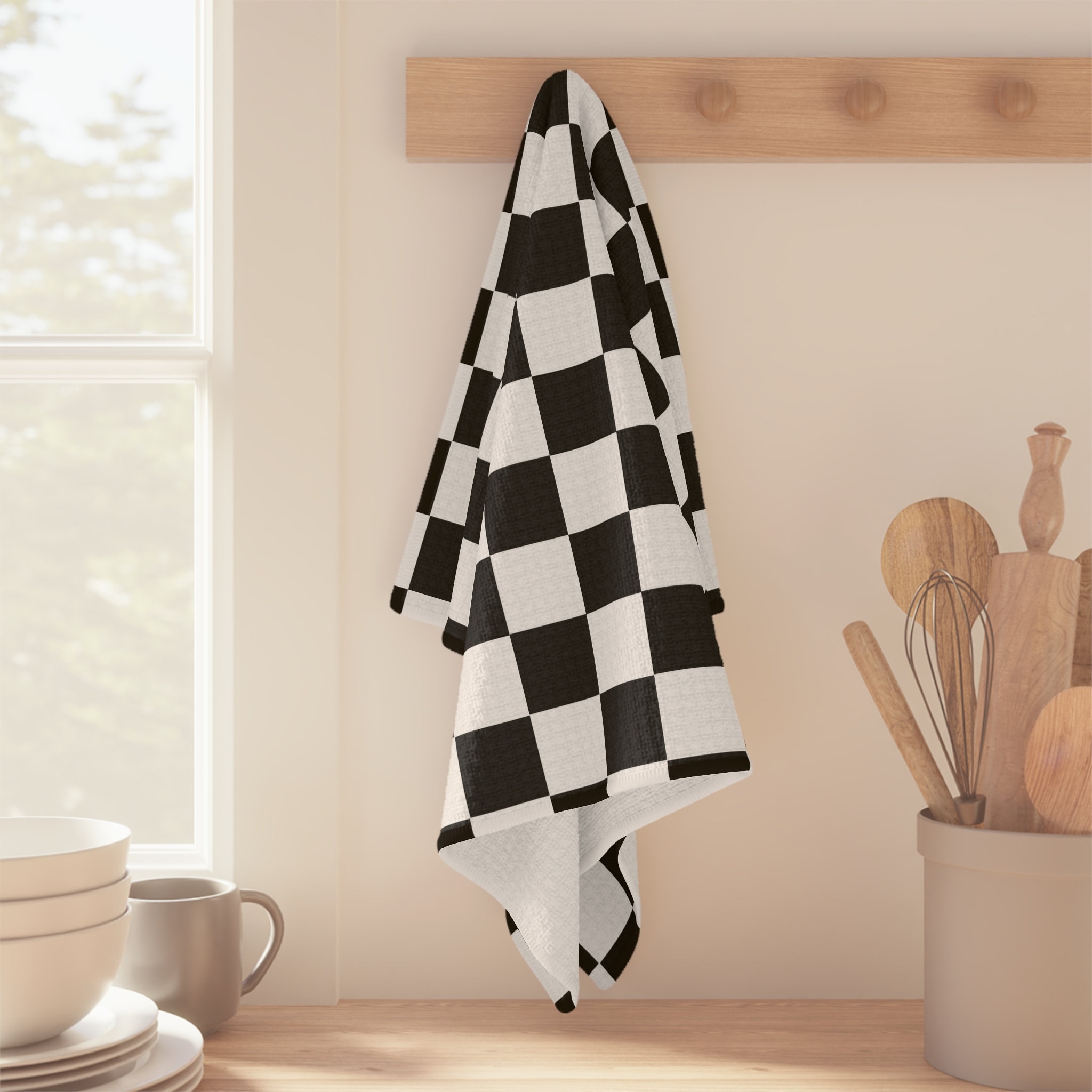 Retro Checkered Flowers Cotton Towel – Uphill Shop