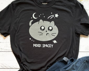 Spacey Cat Shirt, Space Gift, Outer Space, Cat Lover, Funny Space Age Theme