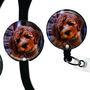 Bobine de badge pour chien Labradoodle | Infirmière | Badge d'identification | Bobine de badge Breakaway pour lanière | Bobines de badges | ID du stéthoscope | Badge d'identification du personnel | Maman chien