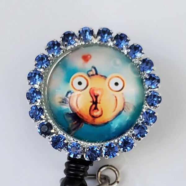 Whimsical Fish Badge Reel | Gift | Nurse | ID Badge | Breakaway Lanyard Badge Reel | Badge Reels | Stethoscope ID | Staff ID Badge