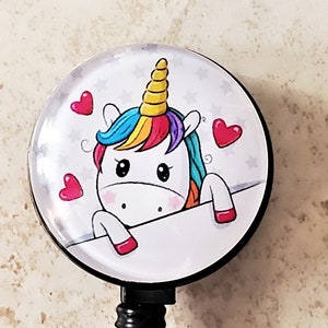 Bobine de badge licorne, porte-carte d&#39;identité rétractable, cordon amovible