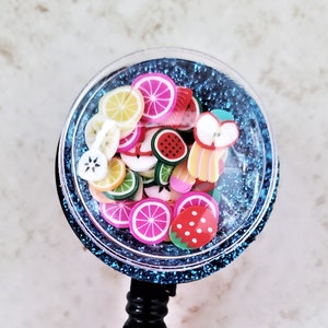 Fruit-Filled Shaker Retractable Badge Reel, Breakaway Lanyard, Nutrition, Dietitian.