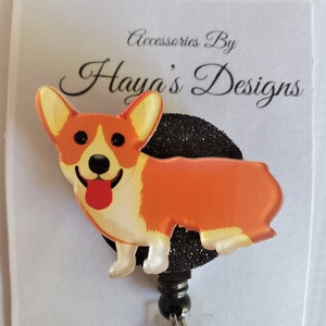 Corgi Dog Badge Reel | Dog Lover Gift | Nurse| ID Badge | Dog Mom | Badge Reels | Vet Gift | Stethoscope ID | Breakaway Lanyard Reel
