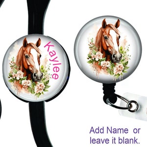 Horse Retractable Badge Reel, Breakaway Lanyard, Equestrian, Add Name
