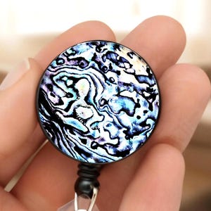 Abalone Shell Badge Reel: Nurse, Teacher, and Staff ID