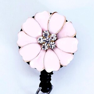 Pink Floral Retractable Badge Reel, Breakaway Lanyard Badge Reel
