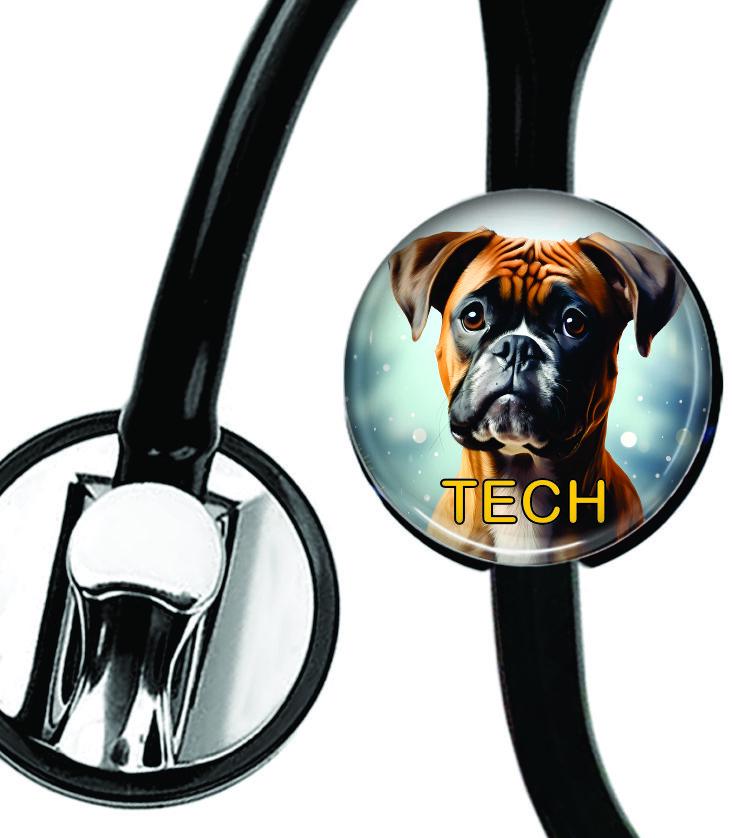 Boxer Puppy Dog Sleeping Leather Chair Retractable Belt Clip Badge Key Holder